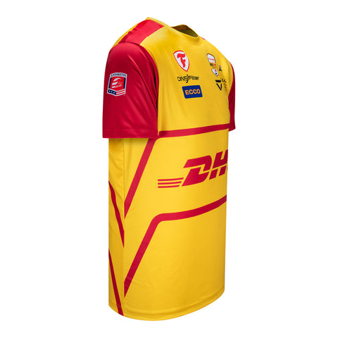 2023 Jamie Chadwick Men's Jersey in yellow and red - side view