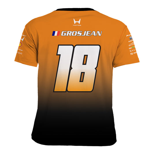 2026 Romain Grosjean DCR Jersey In Orange & Black - Back View