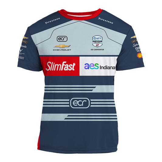 2026 Ed Carpenter SlimFast Jersey in Blue and Red - Front view