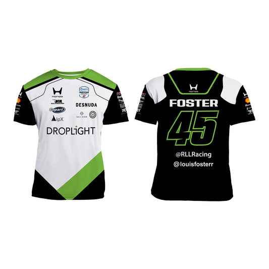 2026 Louis Foster Droplight Jersey in White Green and Black - Front and Back View