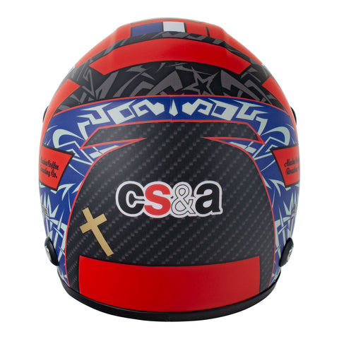 2023 Alexander Rossi Mini Helmet in red, blue and black - back view