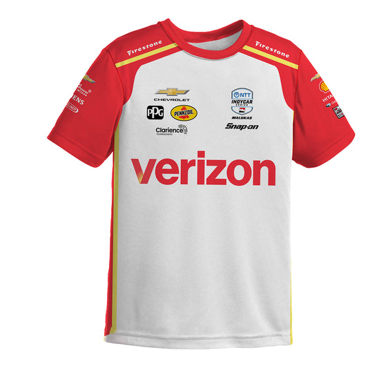 2026 David Malukas Verizon Youth Jersey In White - Front View