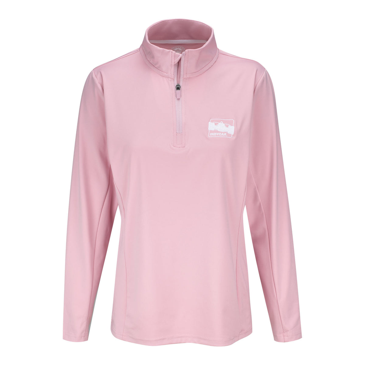 Ladies INDYCAR Flag & Anthem Performance Pullover in Pink - Front View