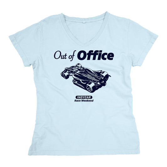 Ladies INDYCAR Out of Office T-Shirt in Light Blue - Front View