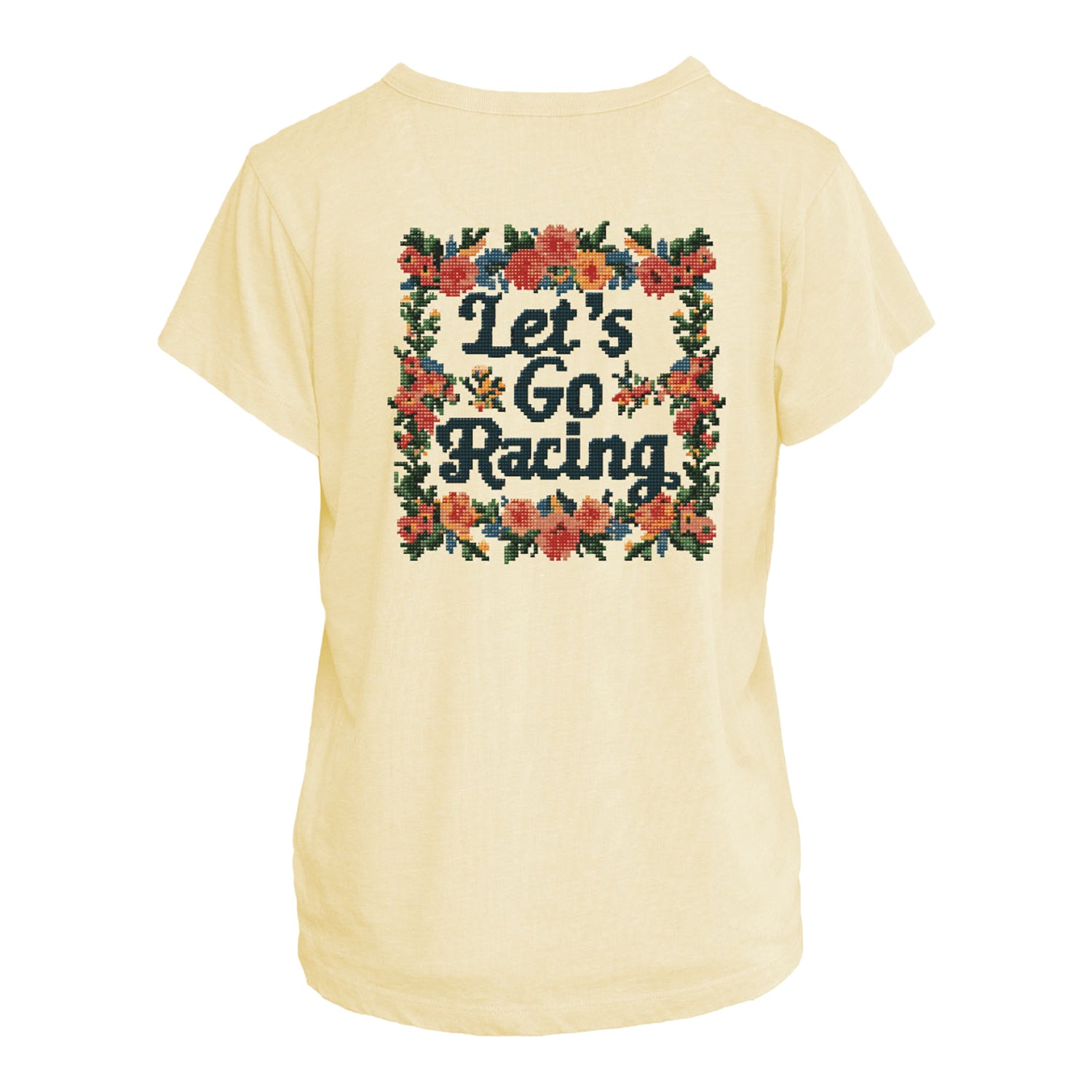 Ladies INDYCAR Essentials Cross-Stitch T-Shirt in White - Back View