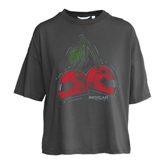 Ladies Cherry Helmet INDYCAR Boardwalk T-Shirt in Black - Front View