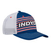 INDYCAR Stripe Snapback Hat in blue and white, side view
