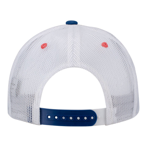 INDYCAR Stripe Snapback Hat in blue and white, back view