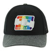 INDYCAR Pride Hat in black with multicolor/rainbow accents, front view