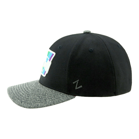 INDYCAR Pride Hat in black with multicolor/rainbow accents, side view