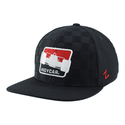 INDYCAR Embroidered Checkered Hat in Black - Front Left View