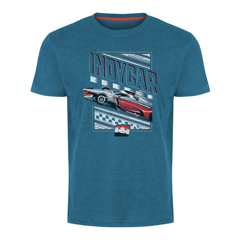 INDYCAR Recycled Bottle T-Shirt in blue, front view