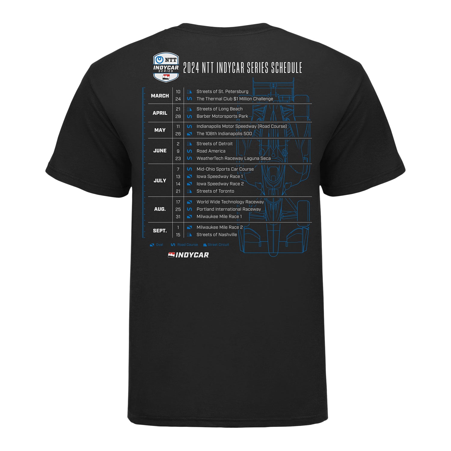 2024 NTT INDYCAR Series Schedule TShirt