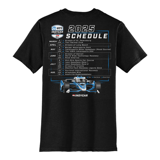 2025 NTT INDYCAR Series Schedule T-Shirt - Back View