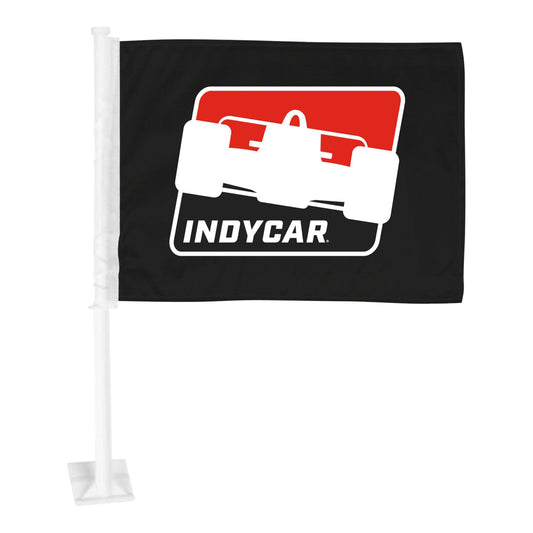 INDYCAR Car Flag in black, red, and white - front view