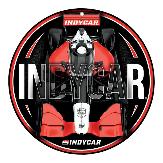 INDYCAR Round Plastic Sign with Car - front view