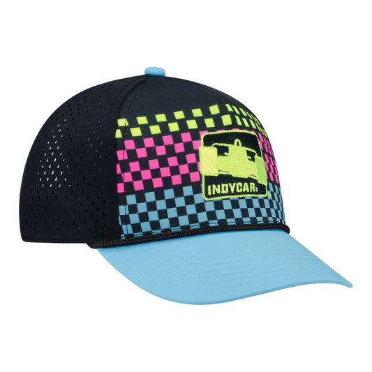 INDYCAR Youth Neon Hat In Blue & Black - Angled Right Side View