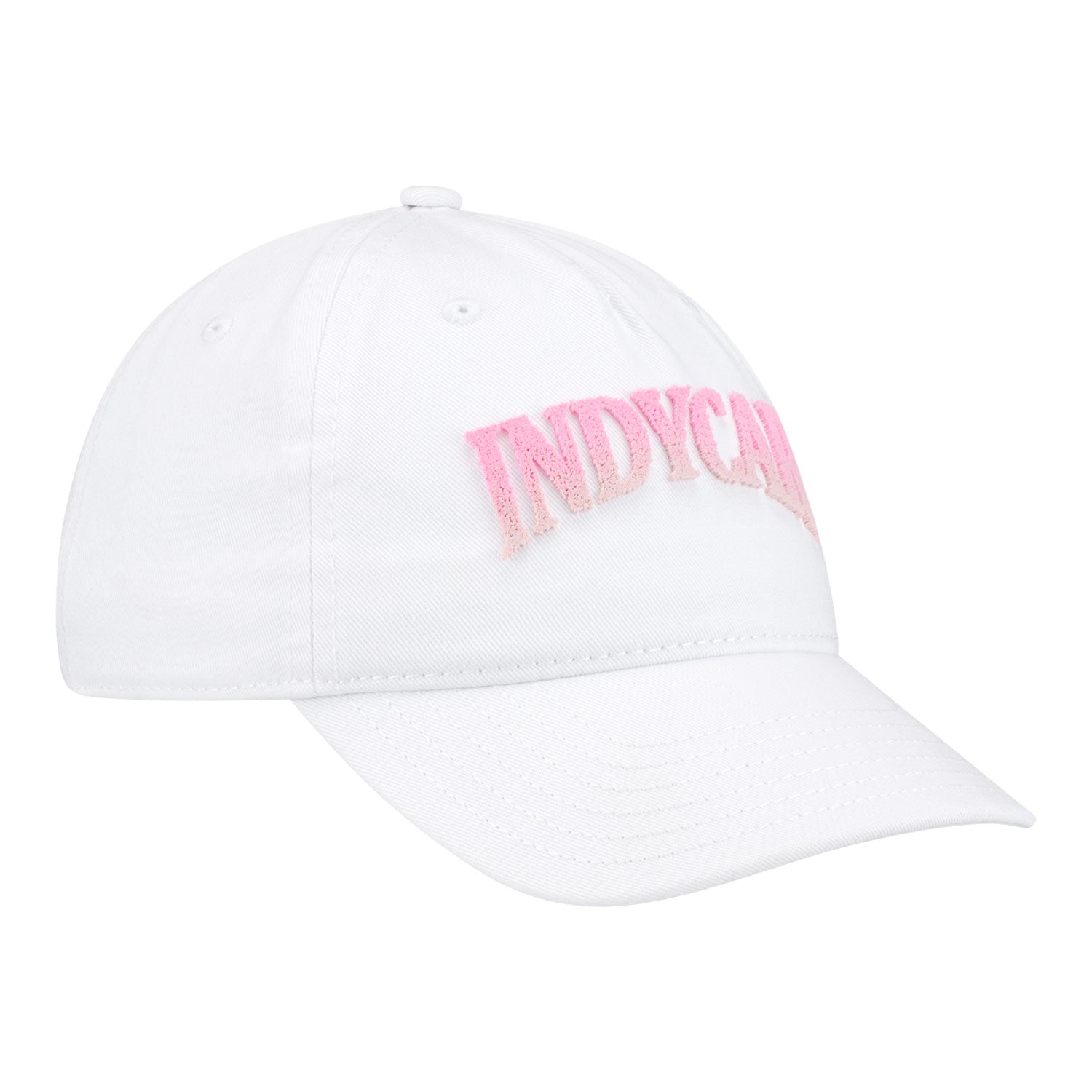 INDYCAR Girls Pink Floss Hat in White - Front Right View