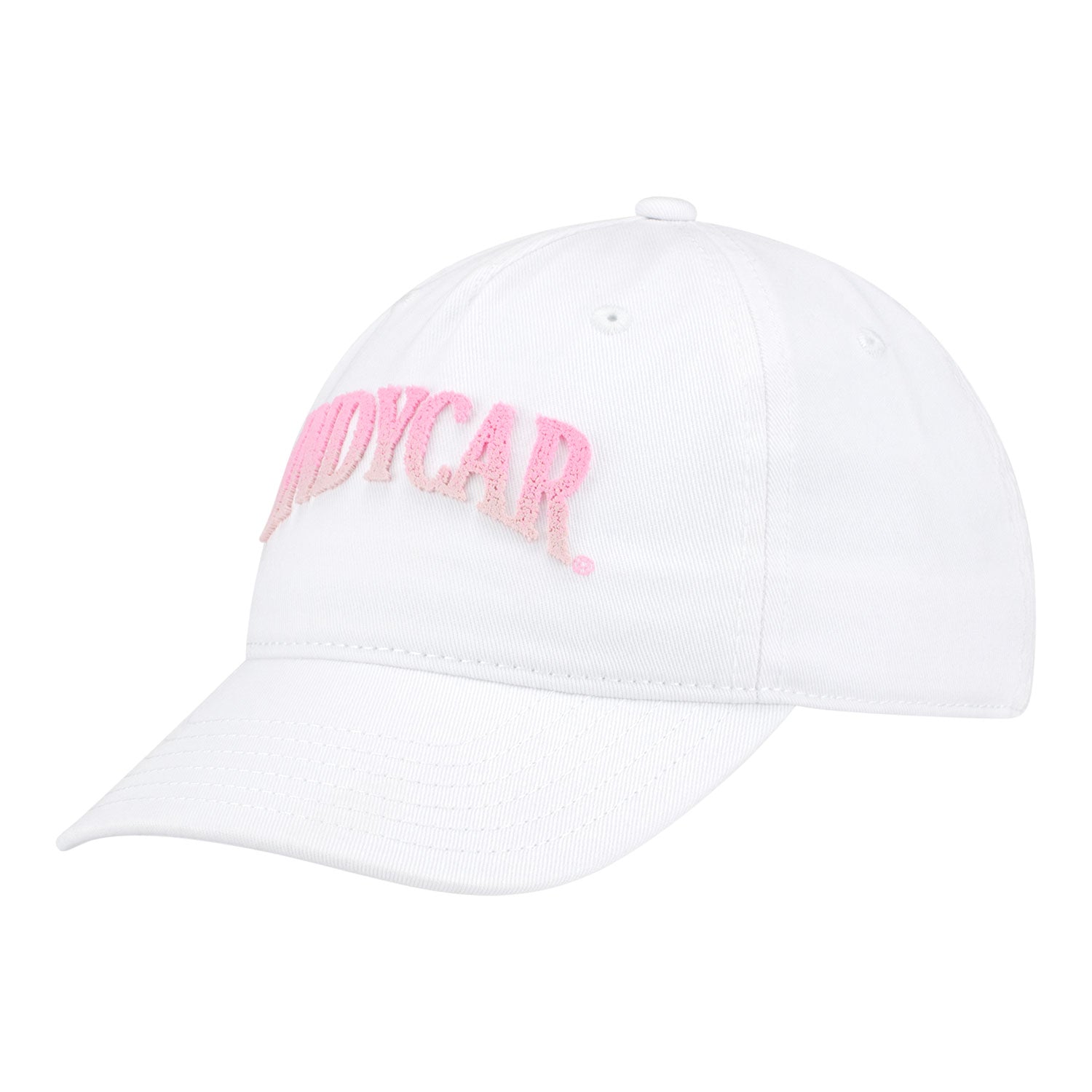 INDYCAR Girls Pink Floss Hat in White - Front Left View