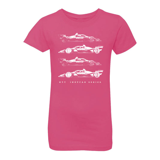 Youth Girls NTT INDYCAR Series Cars T-Shirt - Front View