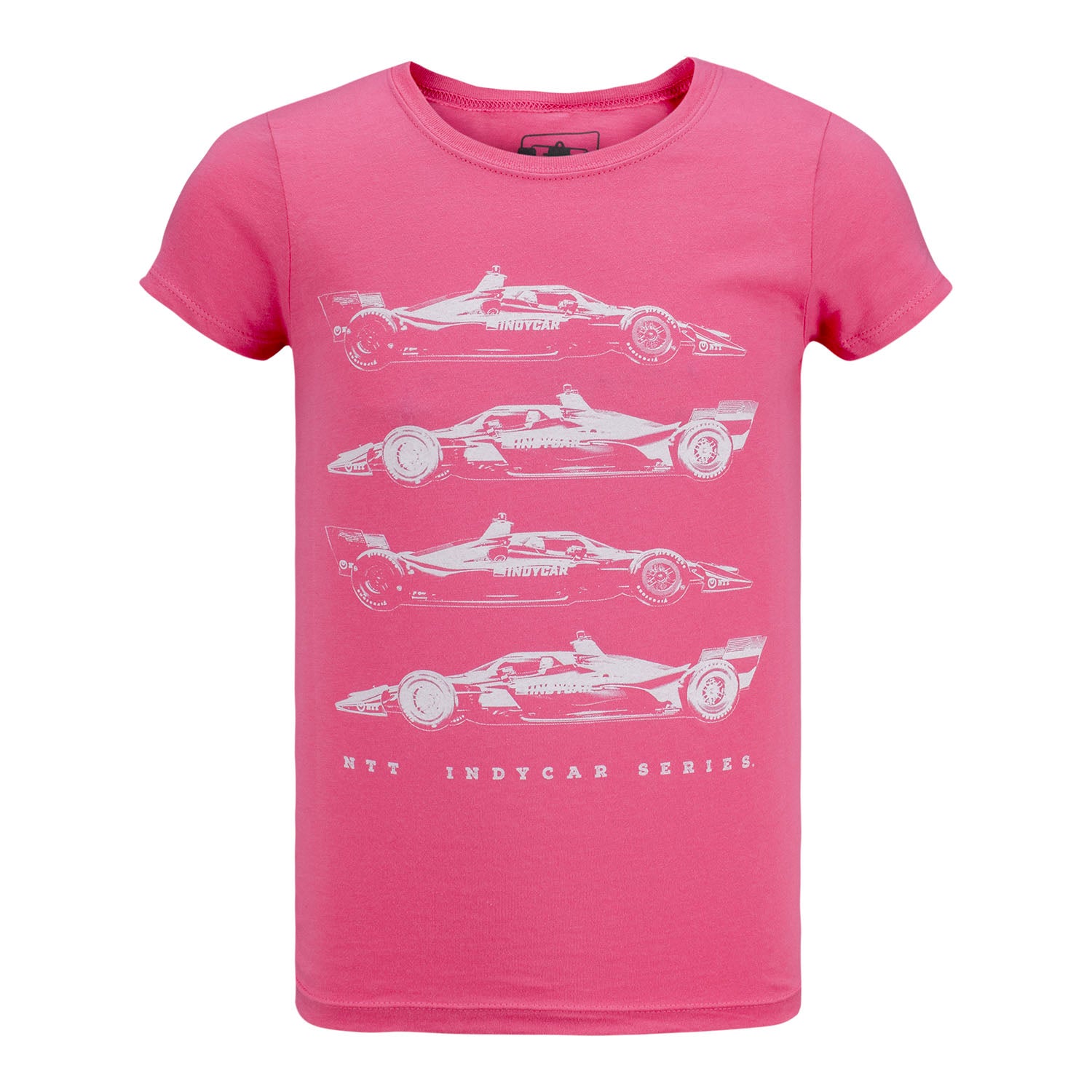 Youth Girls NTT INDYCAR Series Cars T-Shirt in pink - Front View