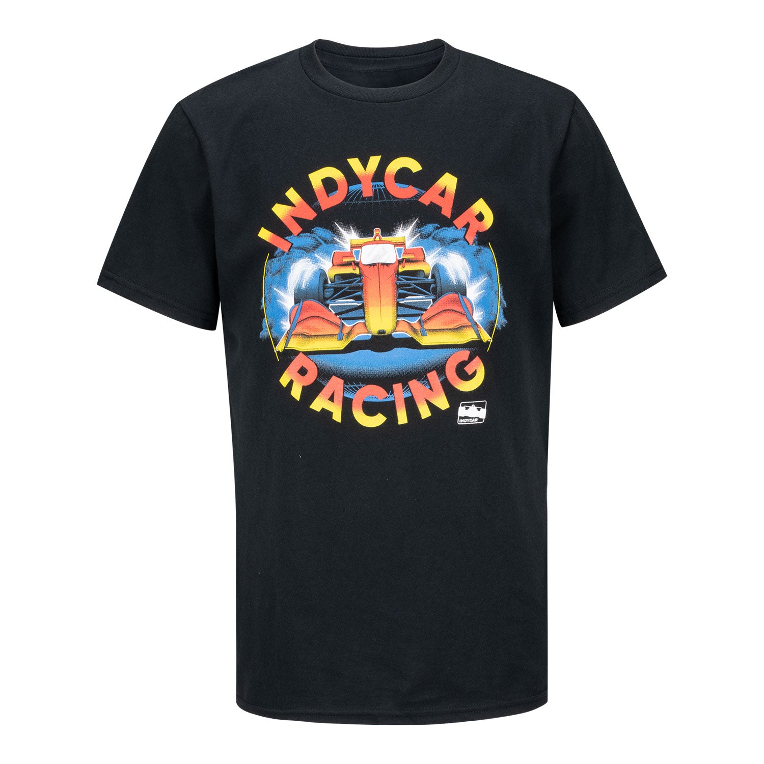 Youth INDYCAR Racing Car T-Shirt in Black - Front View