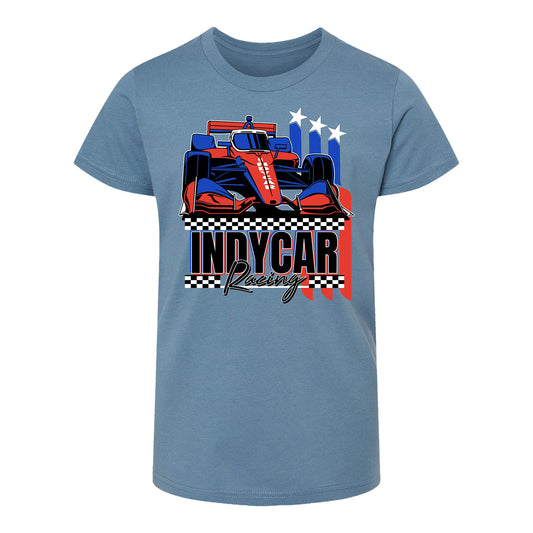 INDYCAR Racing Youth T-Shirt in Blue - Front View