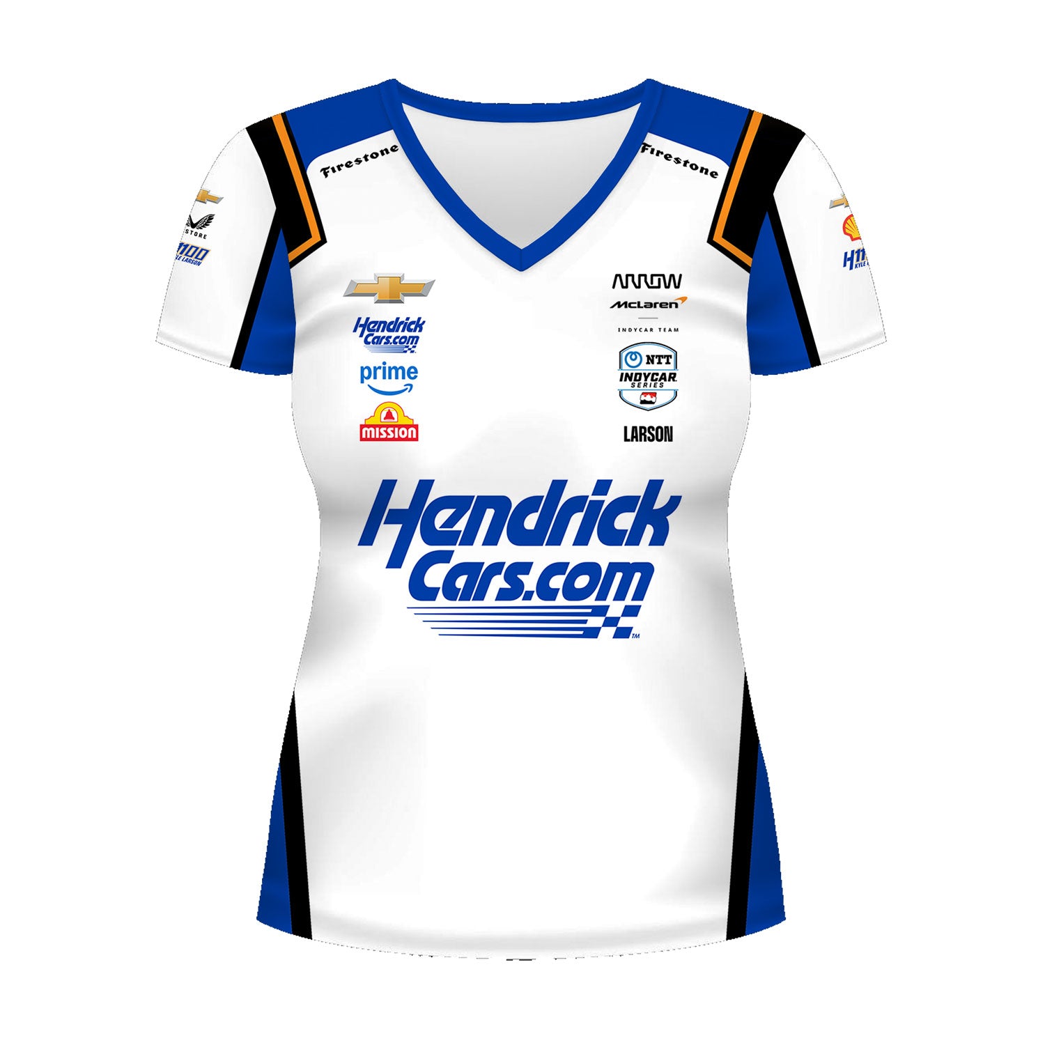 2025 Ladies Kyle Larson Jersey in White - Front View