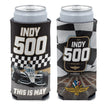 2023 Indy 500 Slim Car Can Cooler in Black and White Checks - Front and Back View