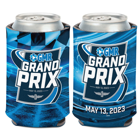 2023 GMR Grand Prix Can Cooler 12oz in blue, front view