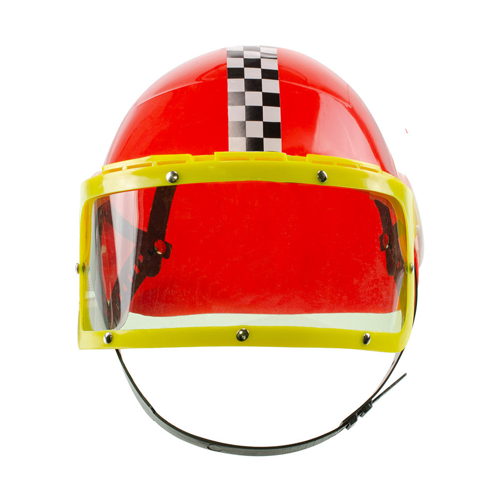 Kids Plastic Racing Helmet in Red - Front View