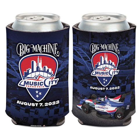 2022 Big Machine Music City Grand Prix Can Cooler in Blue- Front and Back View