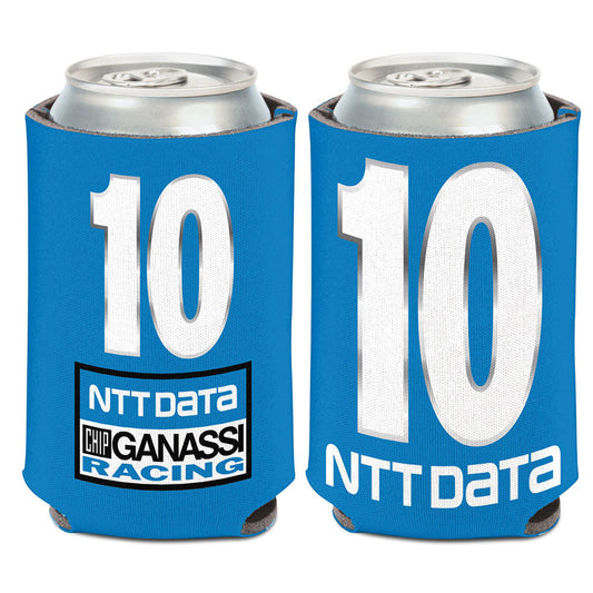 Alex Palou "10" NTT DATA Can Cooler in Blue - Front and Back View