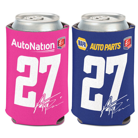 2022 Alexander Rossi Can Cooler in Pink and Blue- Front and Back Views