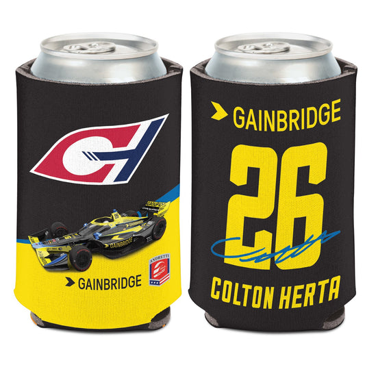 2023 Herta Can Cooler in black and yellow, front and back view