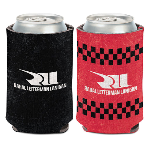 Rahal Letterman Lanigan Racing Can Cooler in black and red, front and back view