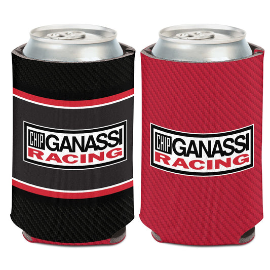 Chip Ganassi Racing Can Cooler in red and black, front and back view
