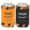 Arrow McLaren SP Can Cooler in orange and black, front and back view