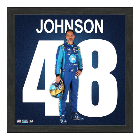 Jimmy Johnson Impact Jersey Framed Piece in Blue- Front View