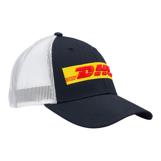 2023 Grosjean DHL Hat in black and white, side view