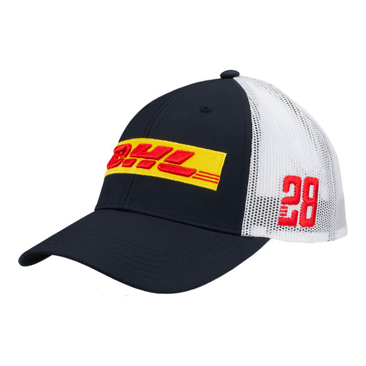 2023 Grosjean DHL Hat in black and white, front view