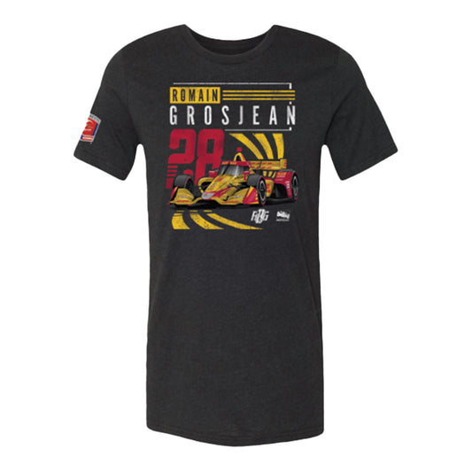2022 Romain Grosjean Car T-shirt in Black- Front View