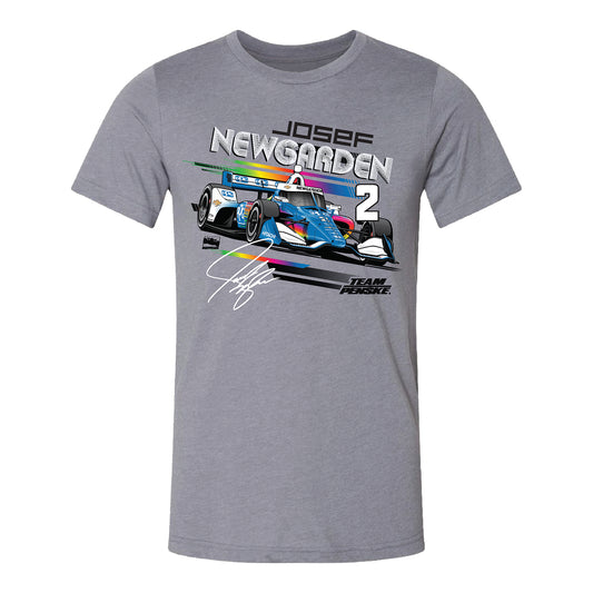 2022 Josef Newgarden Car T-shirt in Grey- Front View