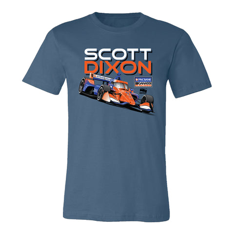 2022 Scott Dixon Car T-shirt in Steel Blue - Front View
