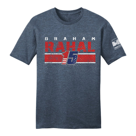2023 Graham Rahal Personality Shirt in blue, front view