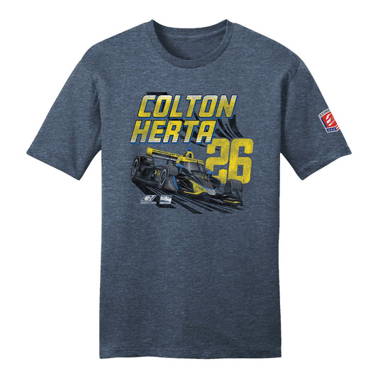 2023 Colton Herta Car Graphic Shirt in blue, front view