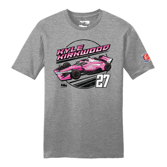 2023 Kyle Kirkwood Car Graphic Shirt in grey, front view