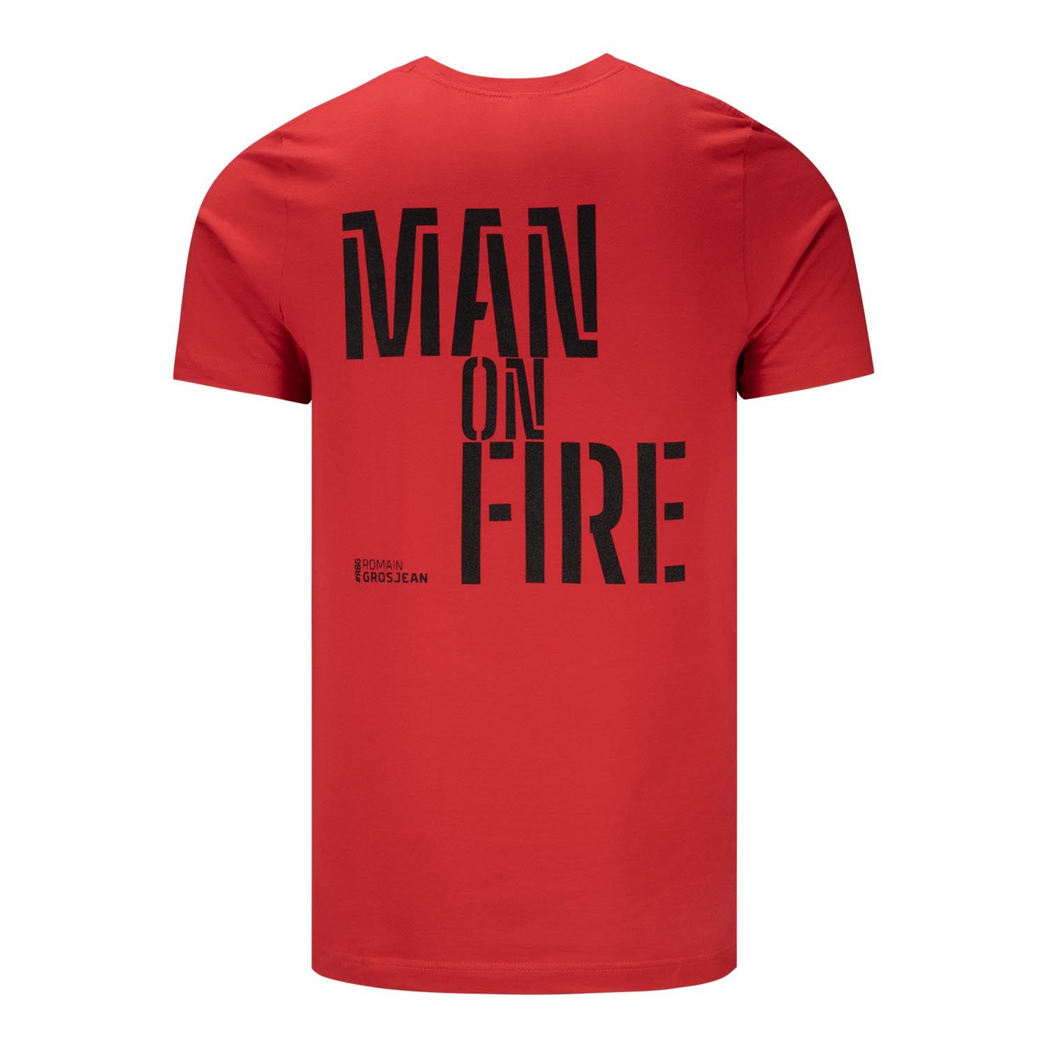 2023 Grosjean Man on Fire Shirt in red, back view
