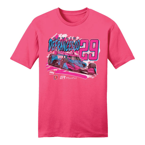 2023 Delvin DeFrancesco Car Graphic Shirt in neon pink, front view