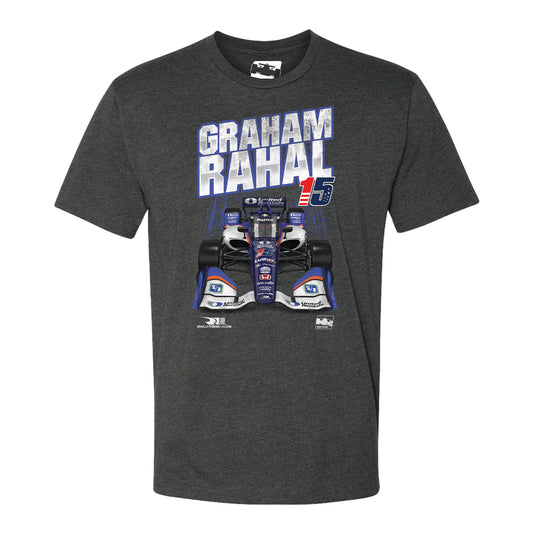 2023 Graham Rahal Car Graphic Shirt in grey, front view